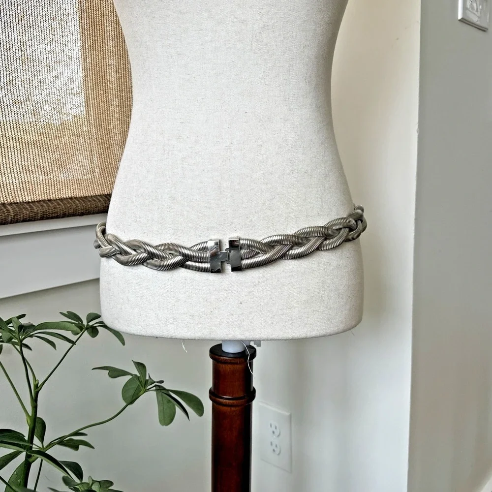 Vintage‎ Braided Metal Stretch Belt 34